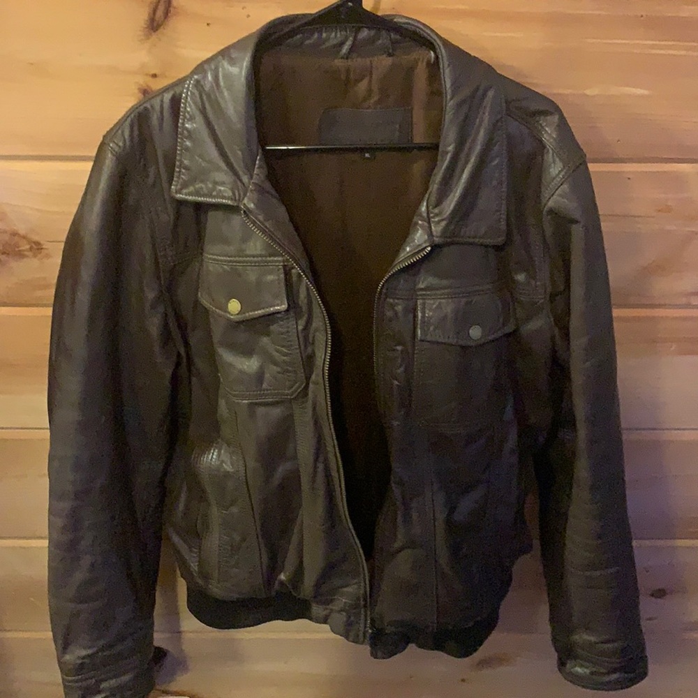 Black Rivet leather jacket.